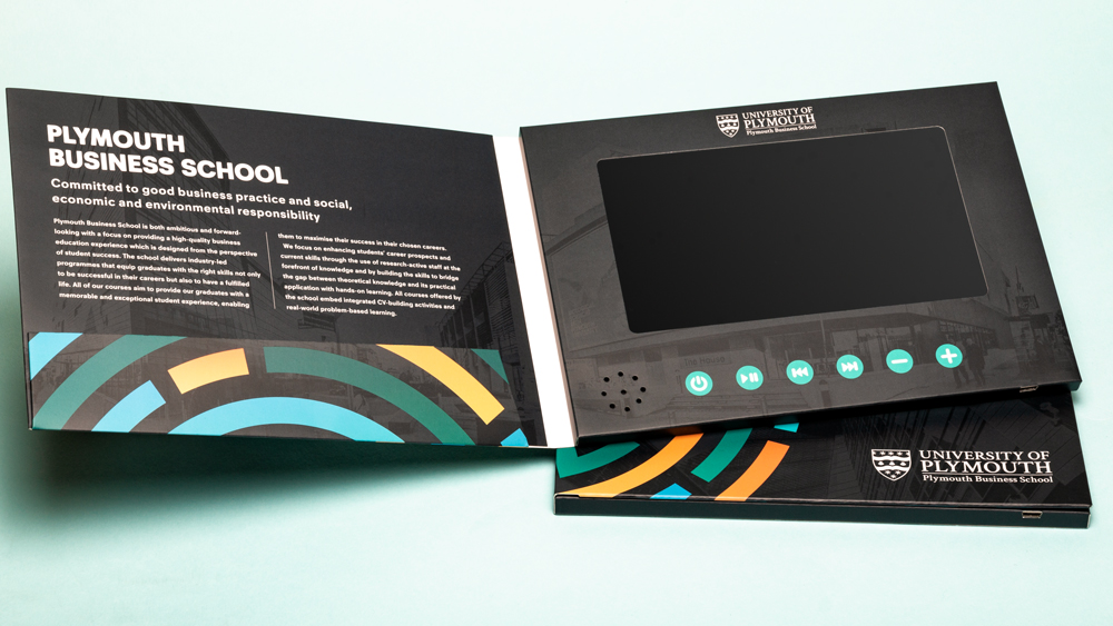 Prospectus - A5 landscape Video Brochure with 7 inch screen, multiple buttons and document pocket