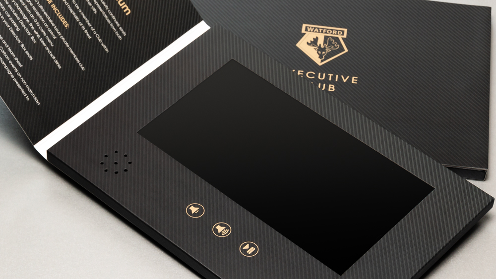 Invitation - A5 landscape Video Brochure with 7 inch screen and carbon fibre design